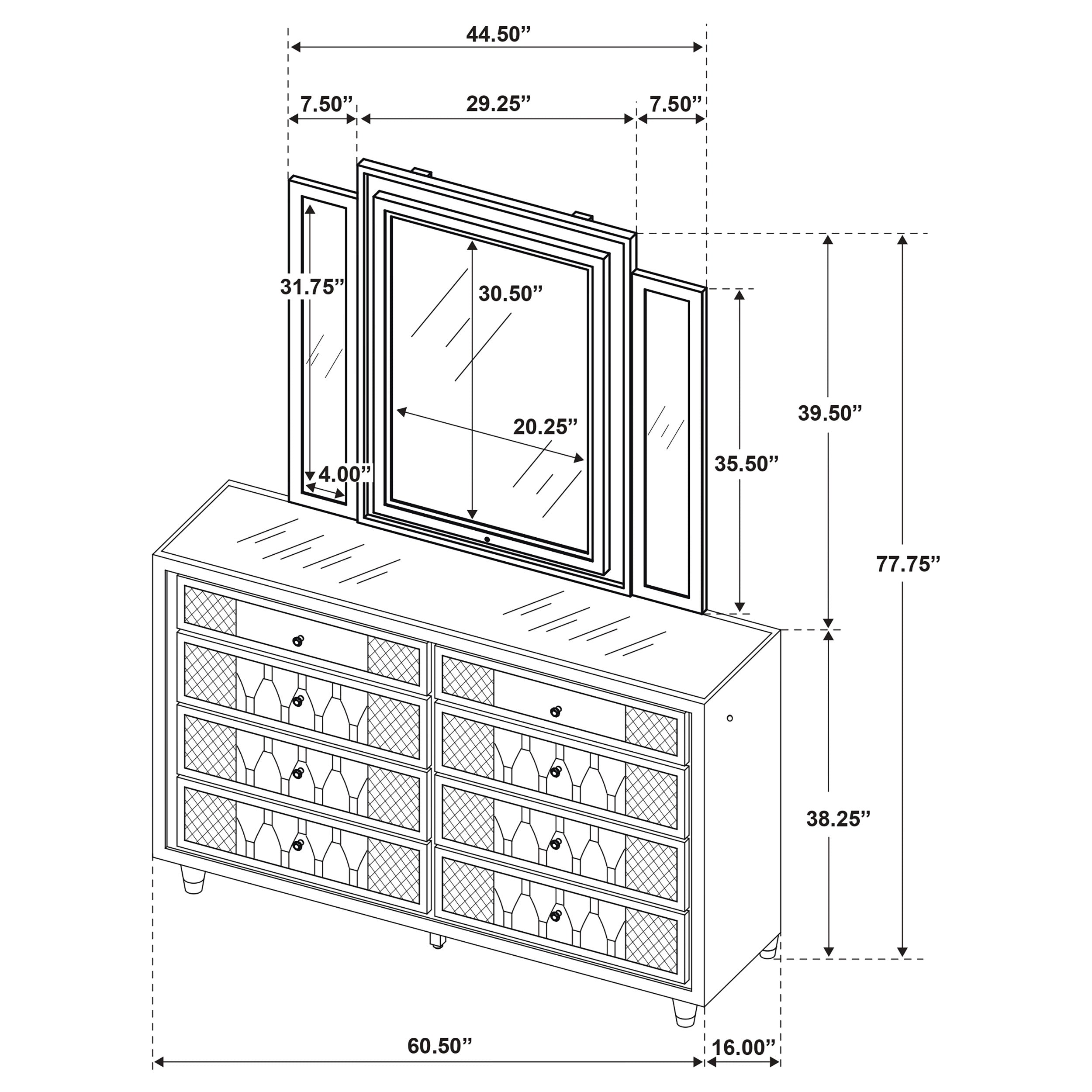 Lorient LED Dresser with Mirror