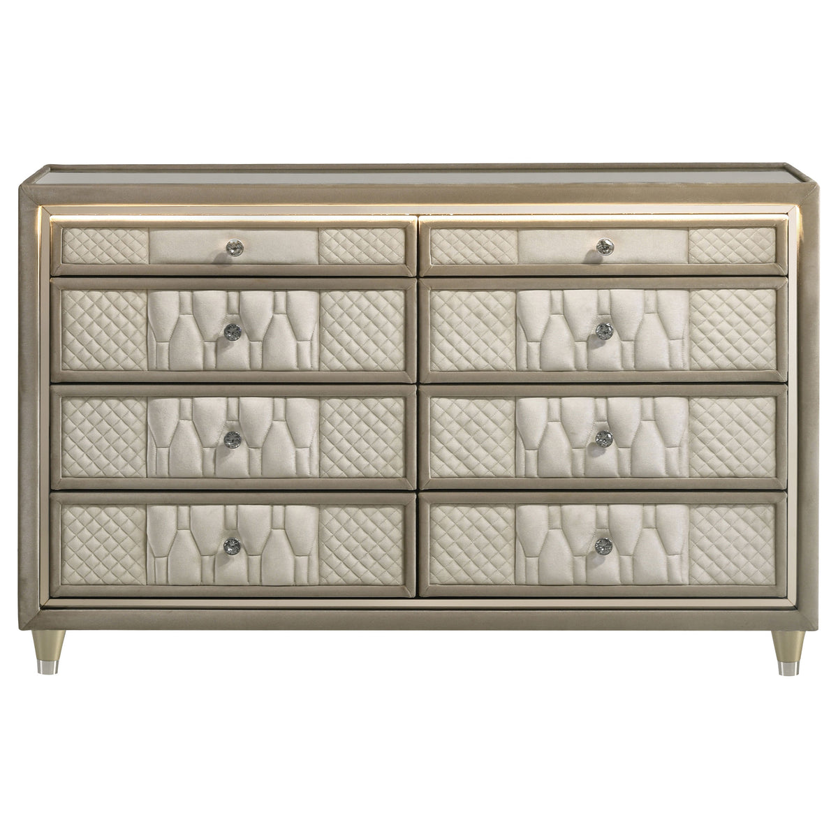 Lorient 8-drawer LED Dresser Ivory and Camel