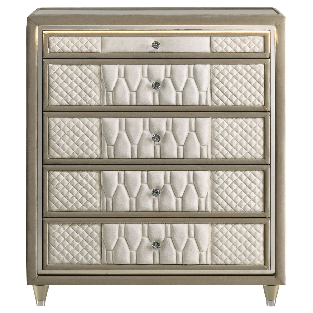 Lorient 5-drawer LED Bedroom Chest Ivory and Camel