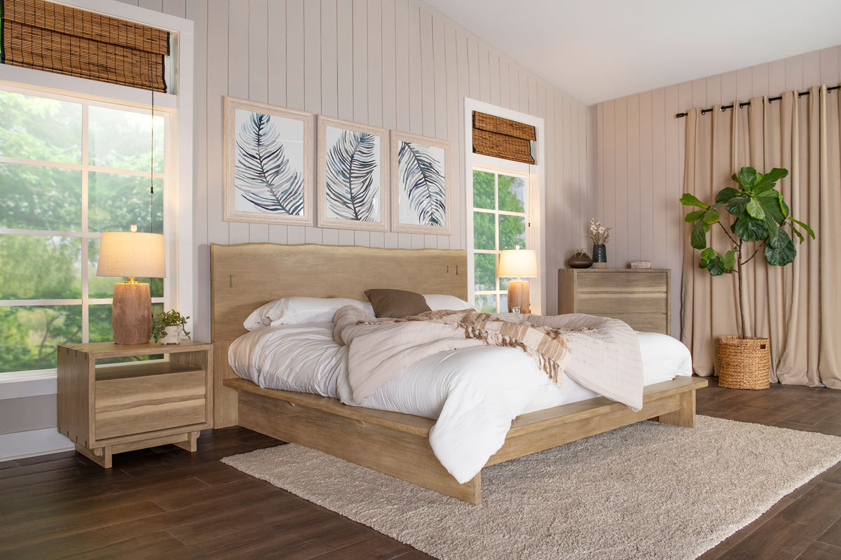 Stillwater Live Edge Platform Bed Eastern King Weathered Oak