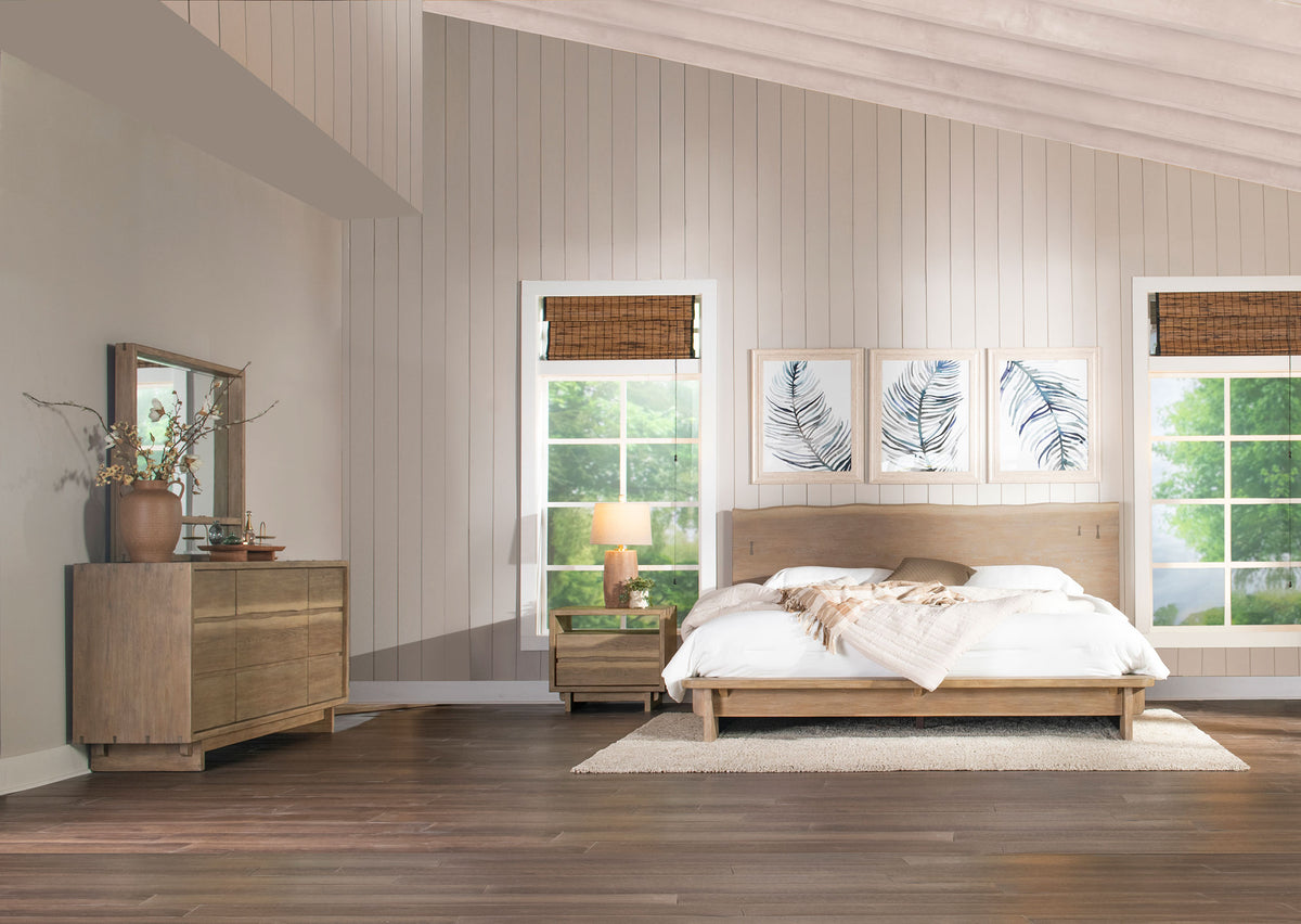 Stillwater 4-piece California King Live Edge Bedroom Set Weathered Oak