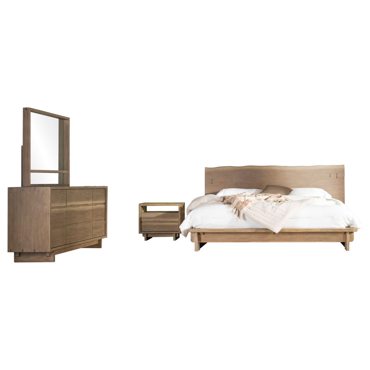 Stillwater 4-piece California King Live Edge Bedroom Set Weathered Oak
