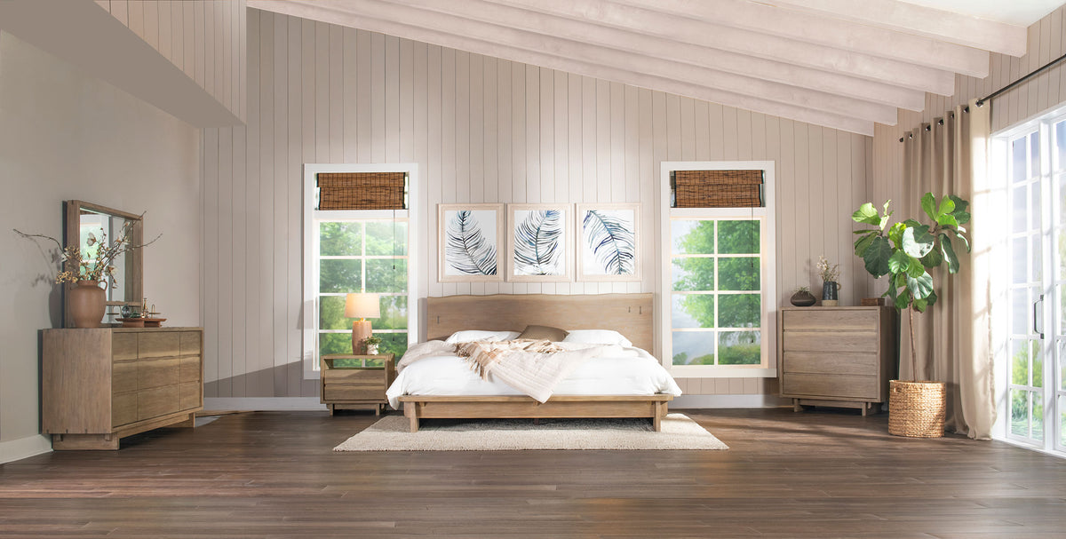 Stillwater 5-piece California King Live Edge Bedroom Set Weathered Oak