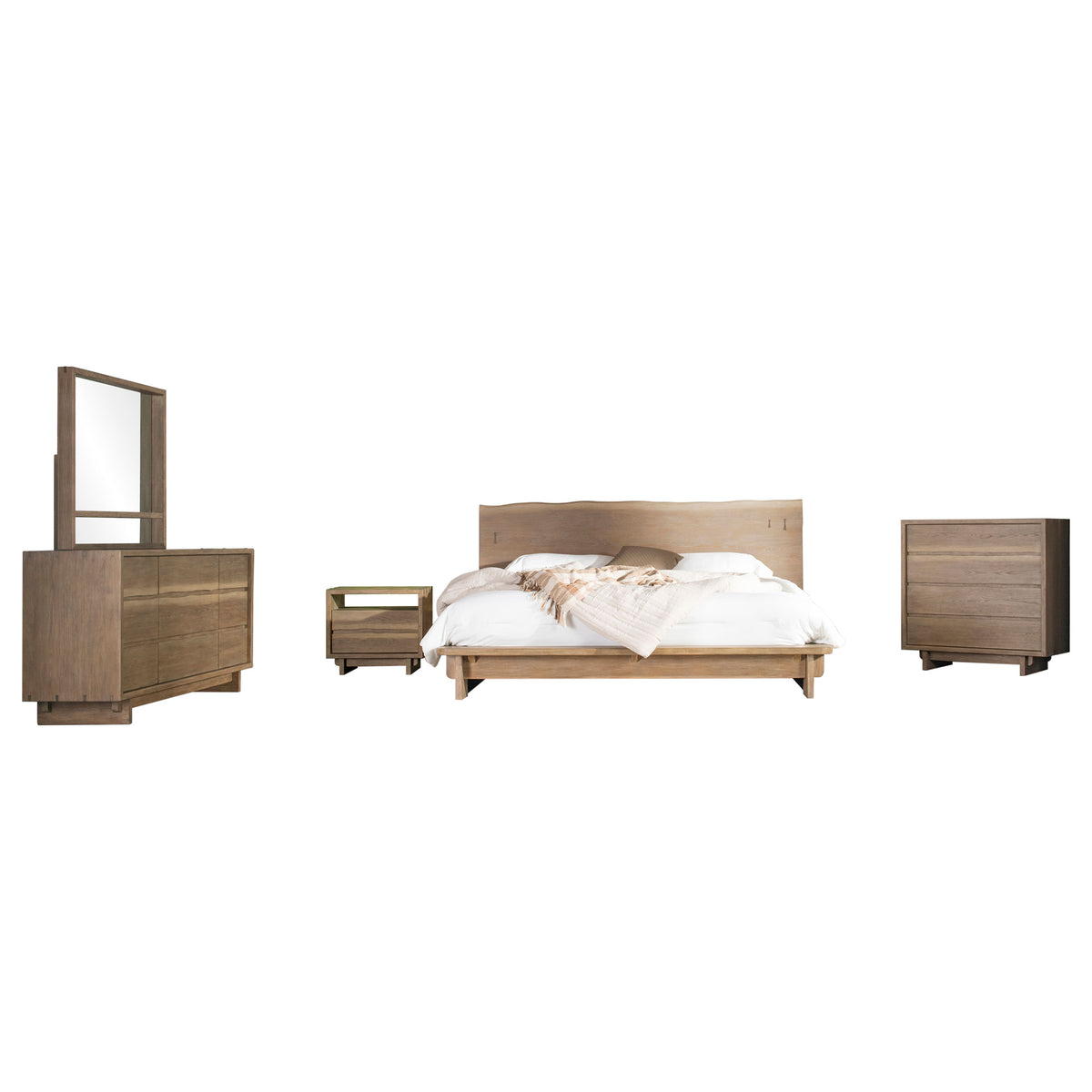 Stillwater 5-piece Queen Live Edge Bedroom Set Weathered Oak