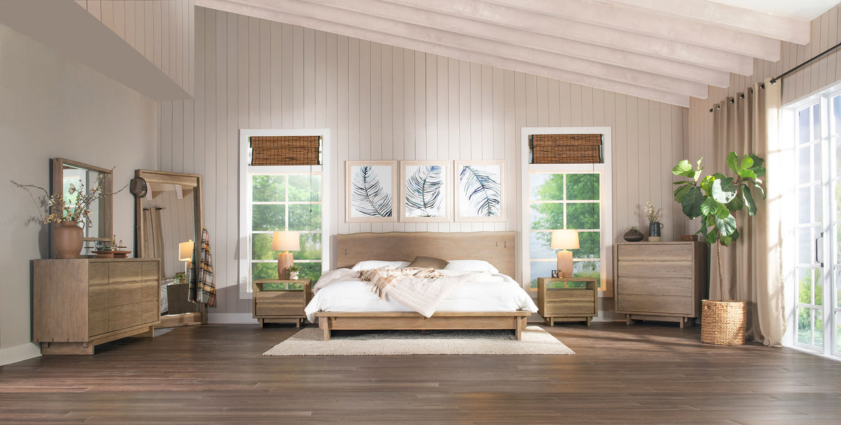 Stillwater Live Edge Platform Bed Queen Weathered Oak