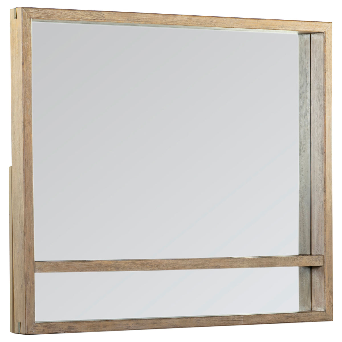 Stillwater Shadow Box Dresser Mirror with Jewelry Shelf Weathered Oak