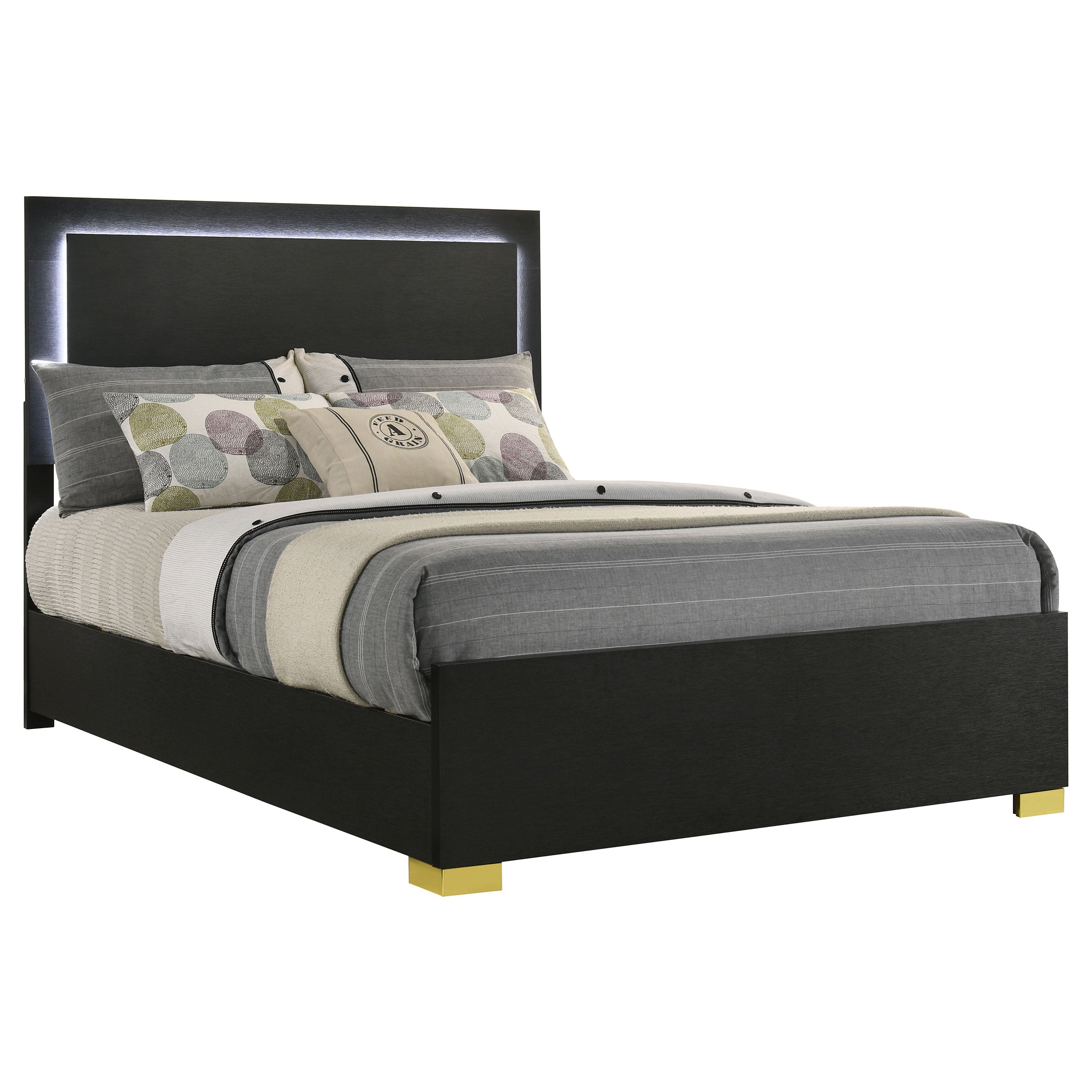Marceline Wood LED Panel Bed