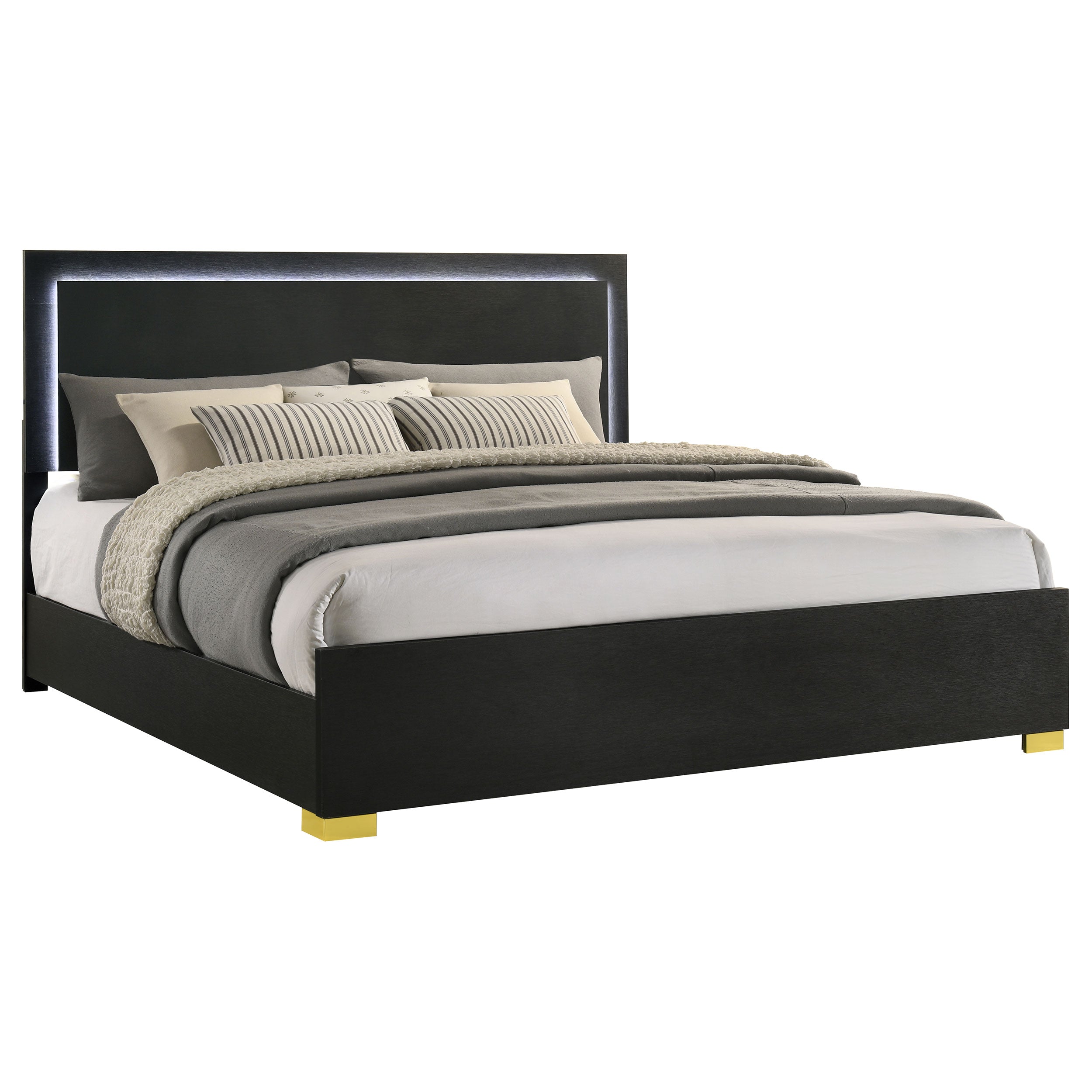 Marceline Wood LED Panel Bed