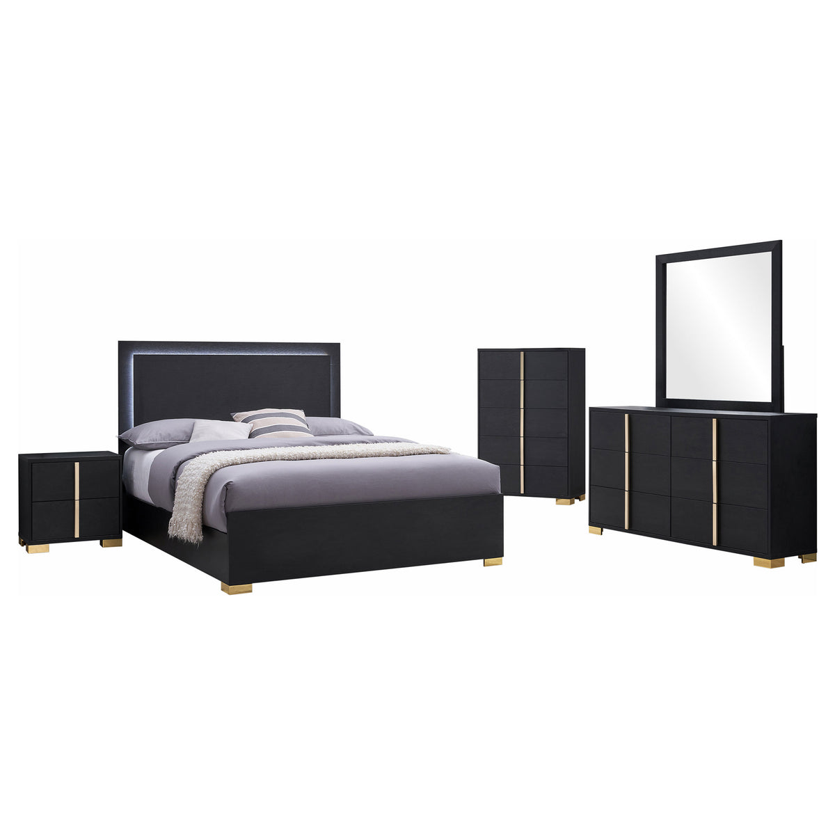 Marceline 5-piece Queen Bedroom Set Black