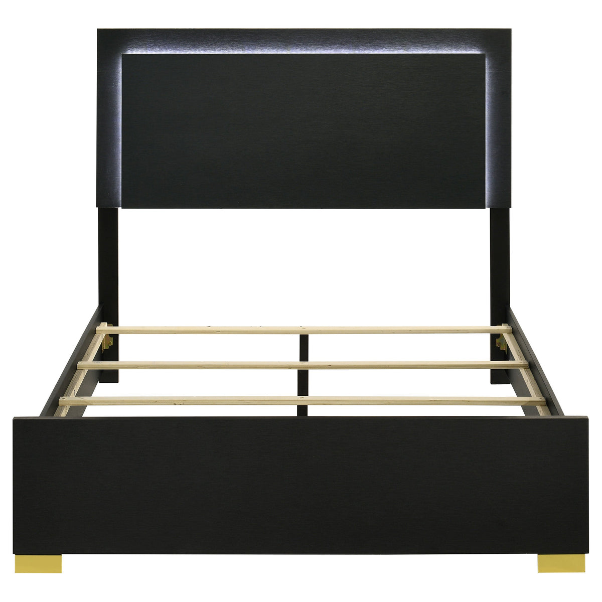 Marceline Wood LED Panel Bed Queen Black