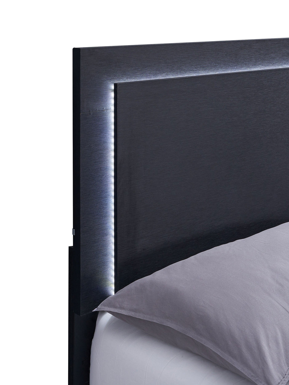 Marceline Wood LED Panel Bed Queen Black