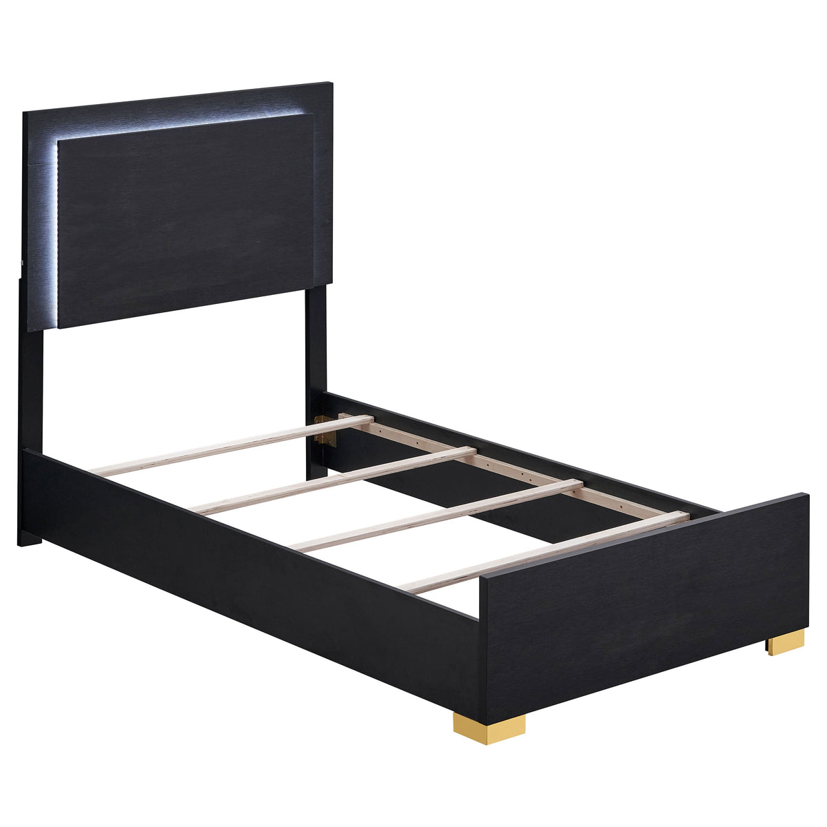 Marceline Wood LED Panel Bed Twin Black