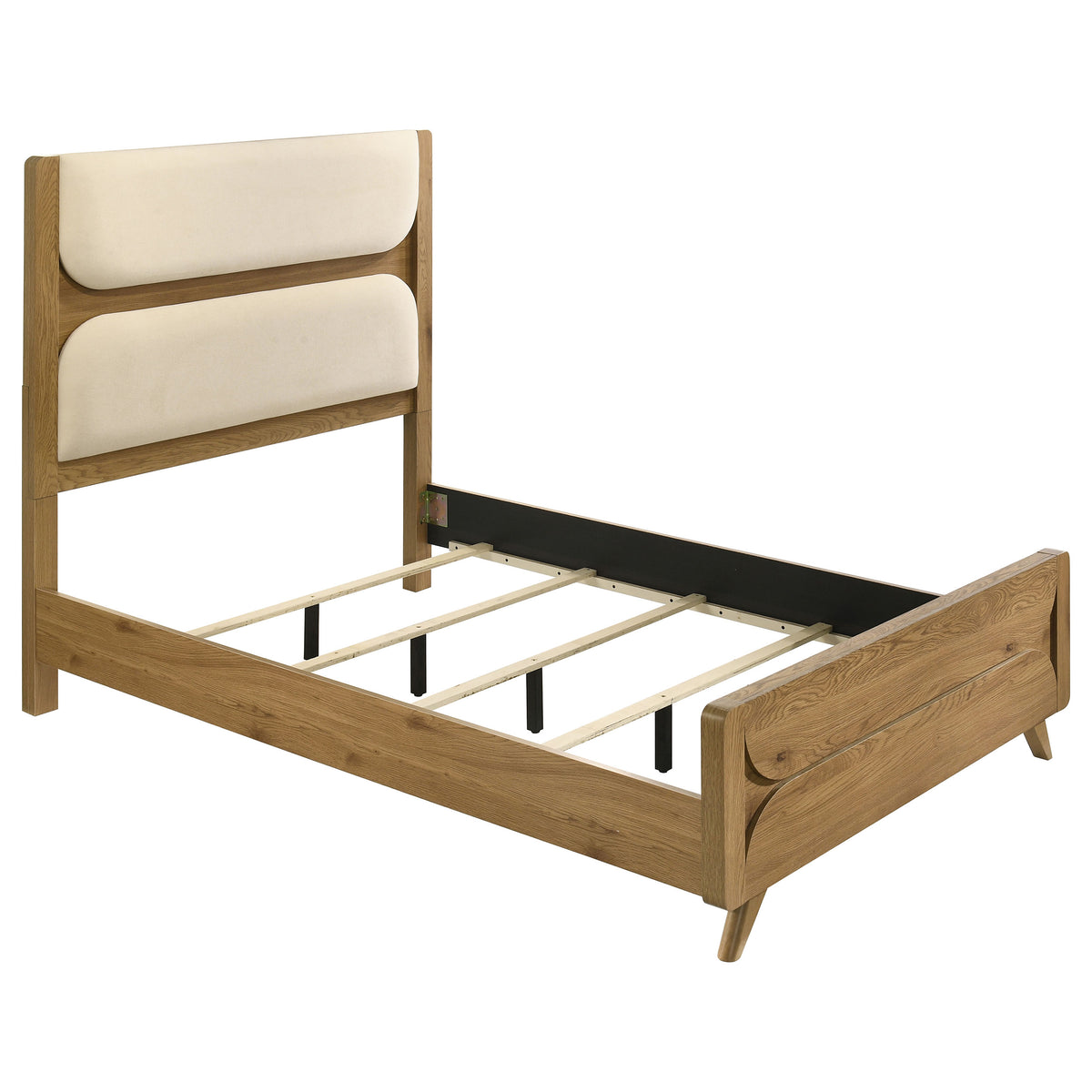 Bennett Upholstered Panel Bed Full Cream and Light Oak