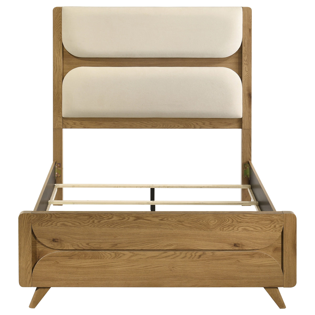 Bennett Upholstered Panel Bed Full Cream and Light Oak