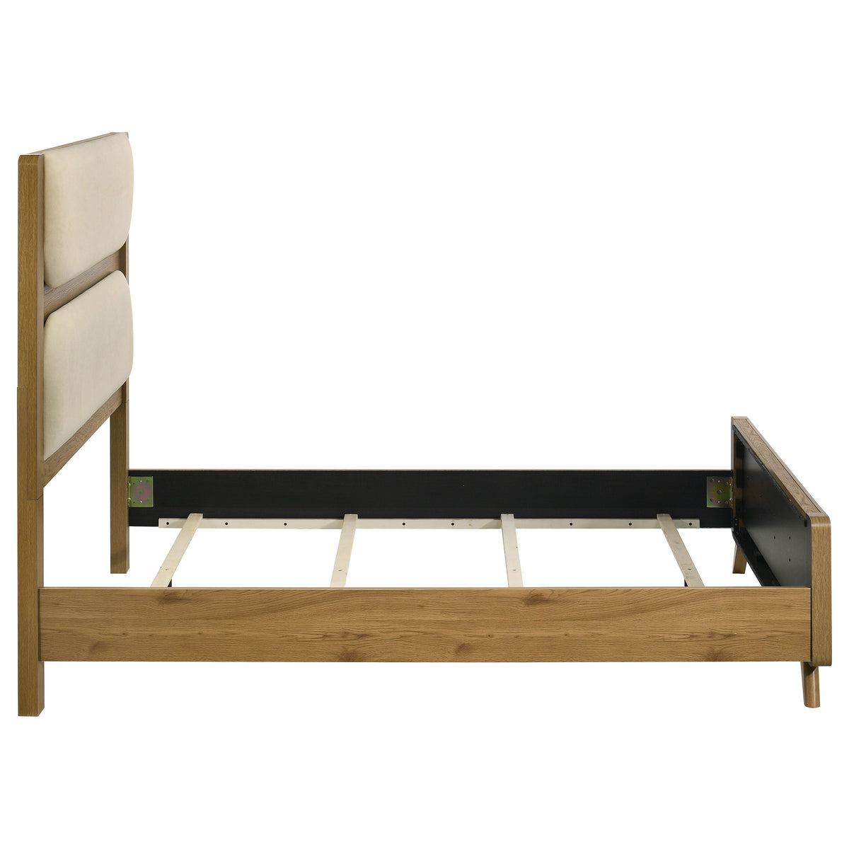 Bennett Upholstered Panel Bed Full Cream and Light Oak