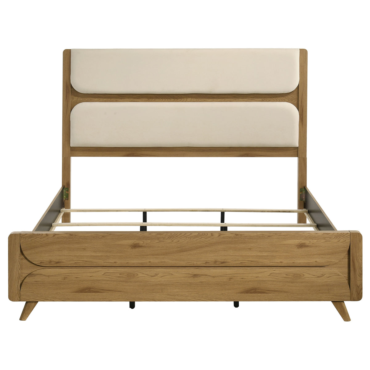 Bennett Upholstered Panel Bed Eastern King Cream and Light Oak
