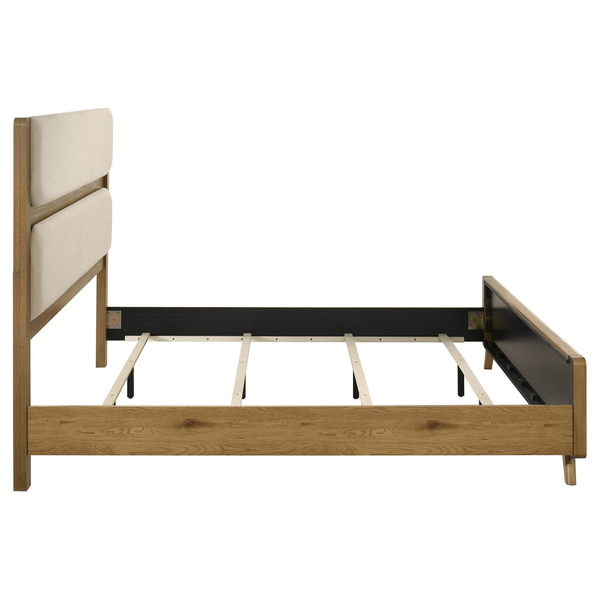 Bennett Upholstered Panel Bed Eastern King Cream and Light Oak