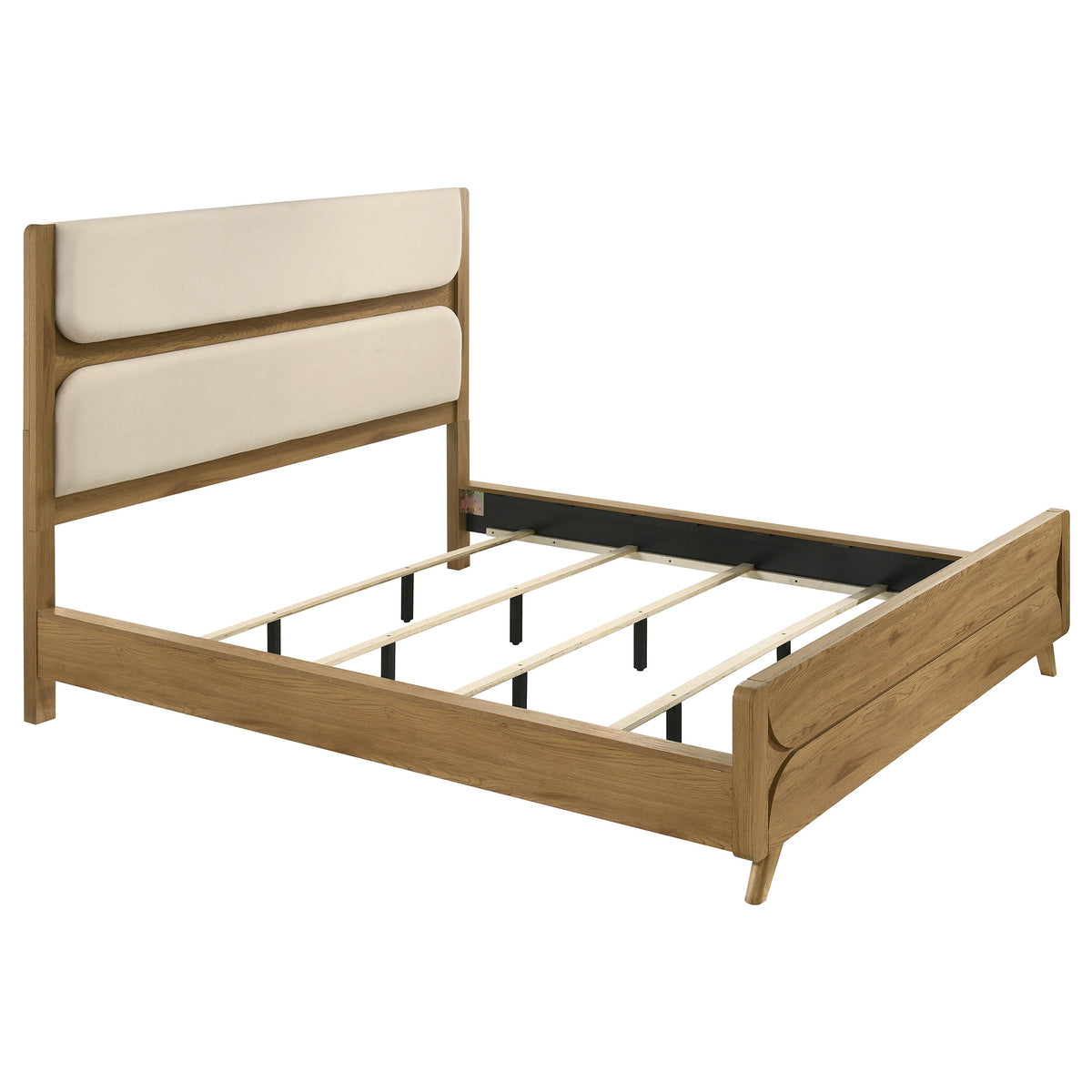 Bennett Upholstered Panel Bed California King Cream and Light Oak