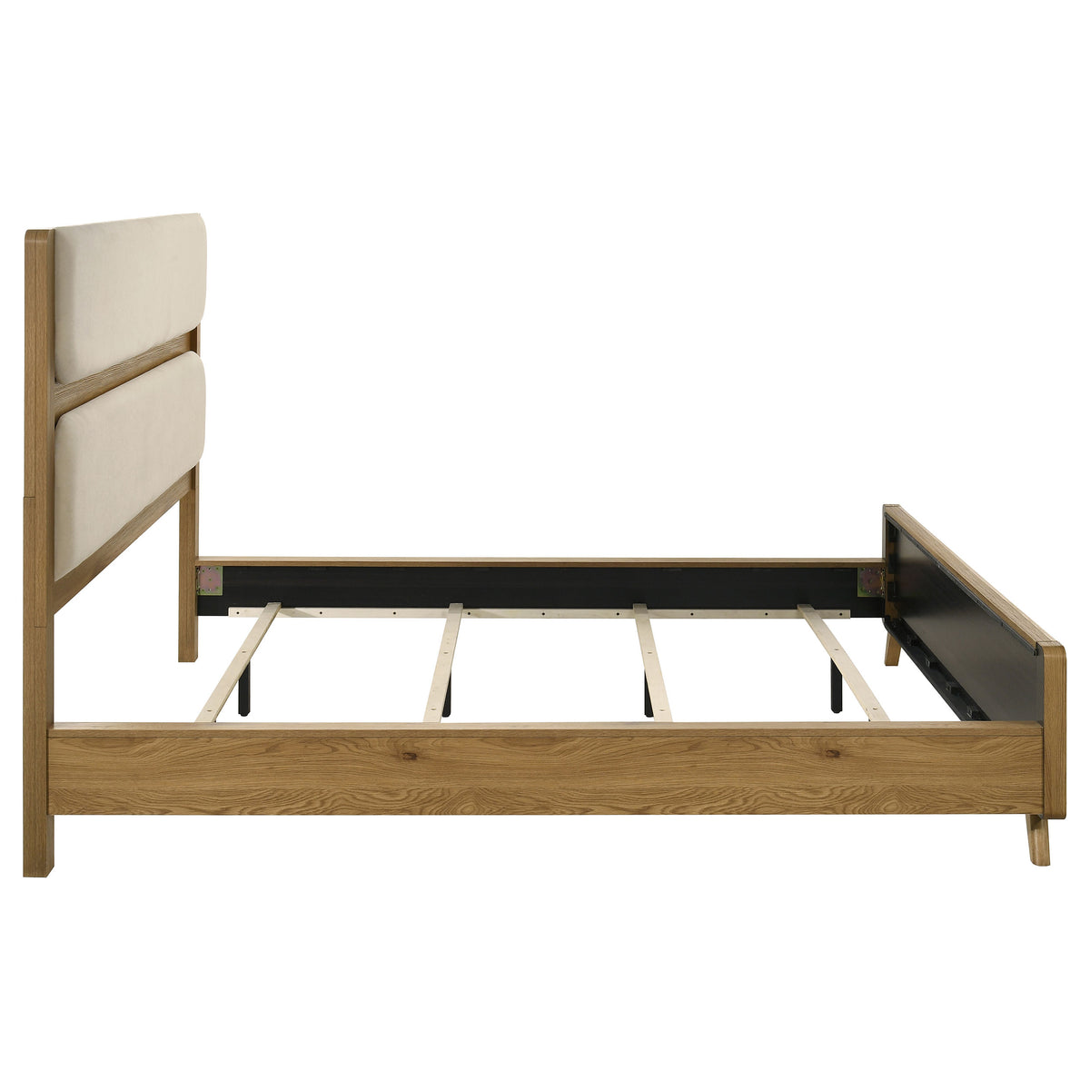 Bennett Upholstered Panel Bed California King Cream and Light Oak