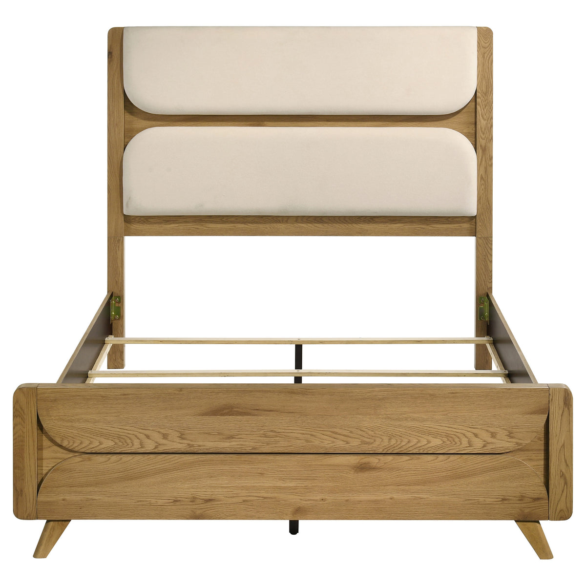 Bennett Upholstered Panel Bed Queen Cream and Light Oak