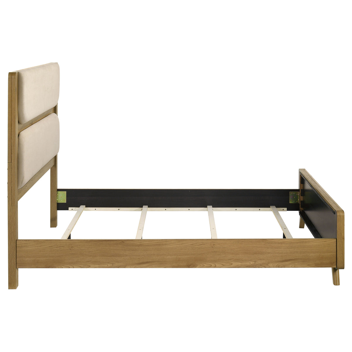 Bennett Upholstered Panel Bed Queen Cream and Light Oak