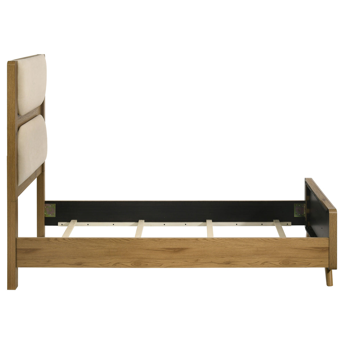 Bennett Upholstered Panel Bed Twin Cream and Light Oak