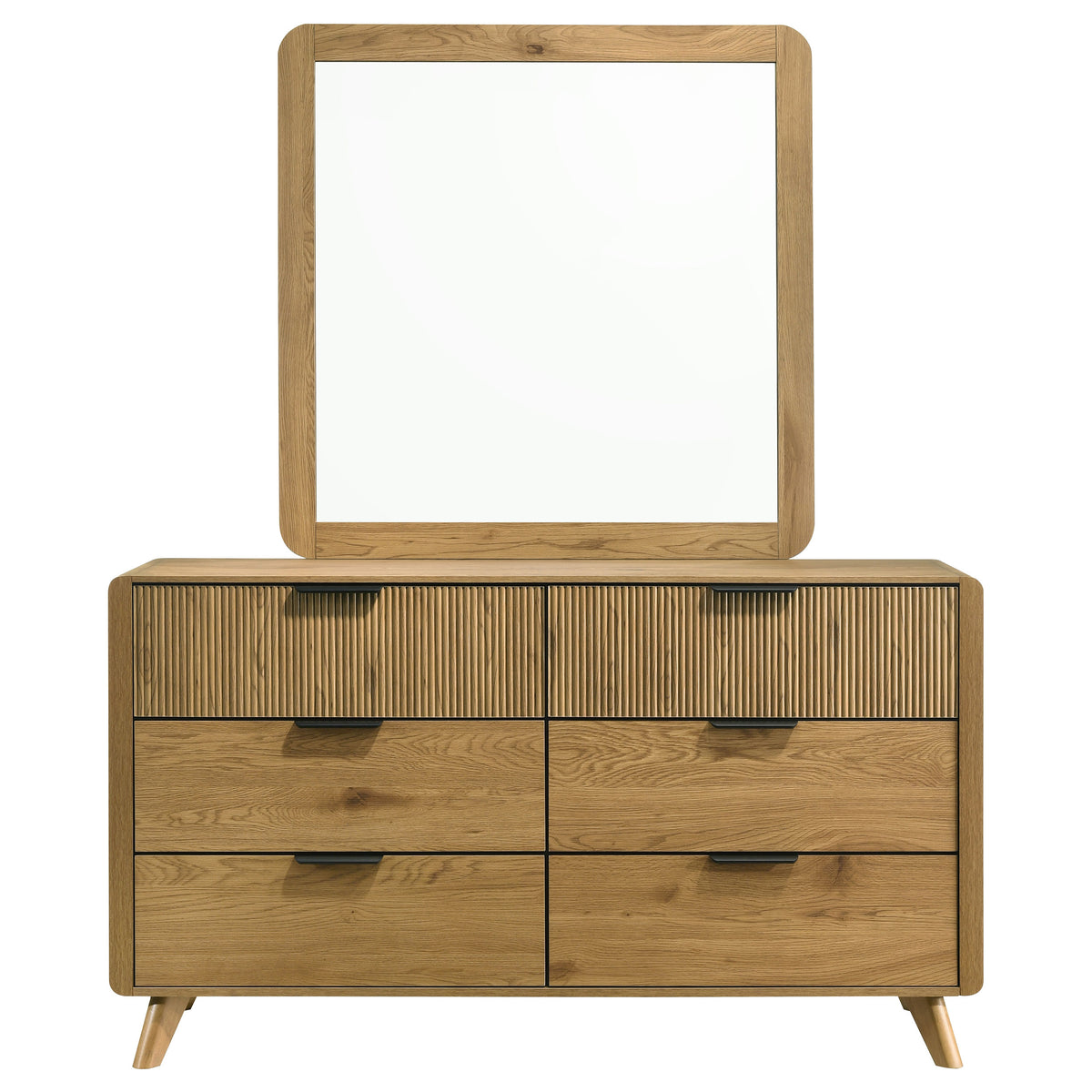 Bennett 6-drawer Dresser with Mirror Light Oak