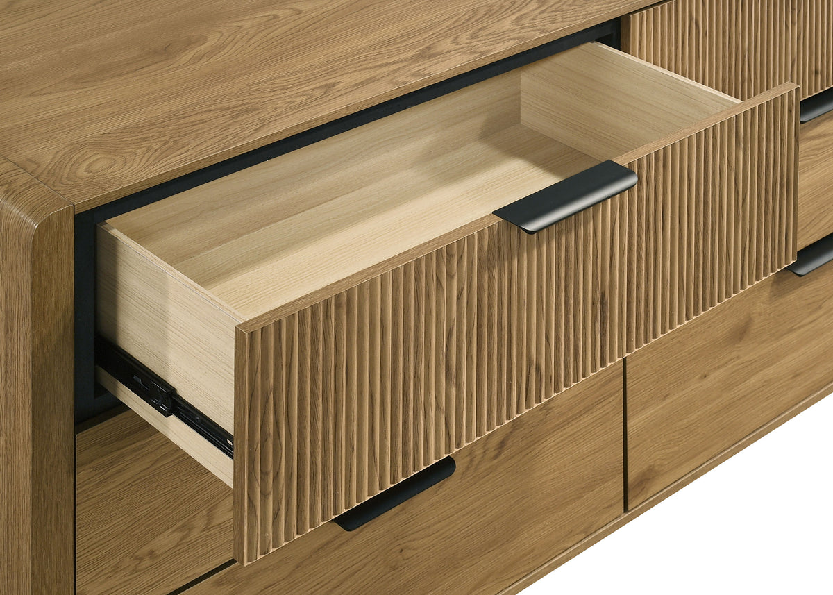 Bennett 6-drawer Dresser with Mirror Light Oak