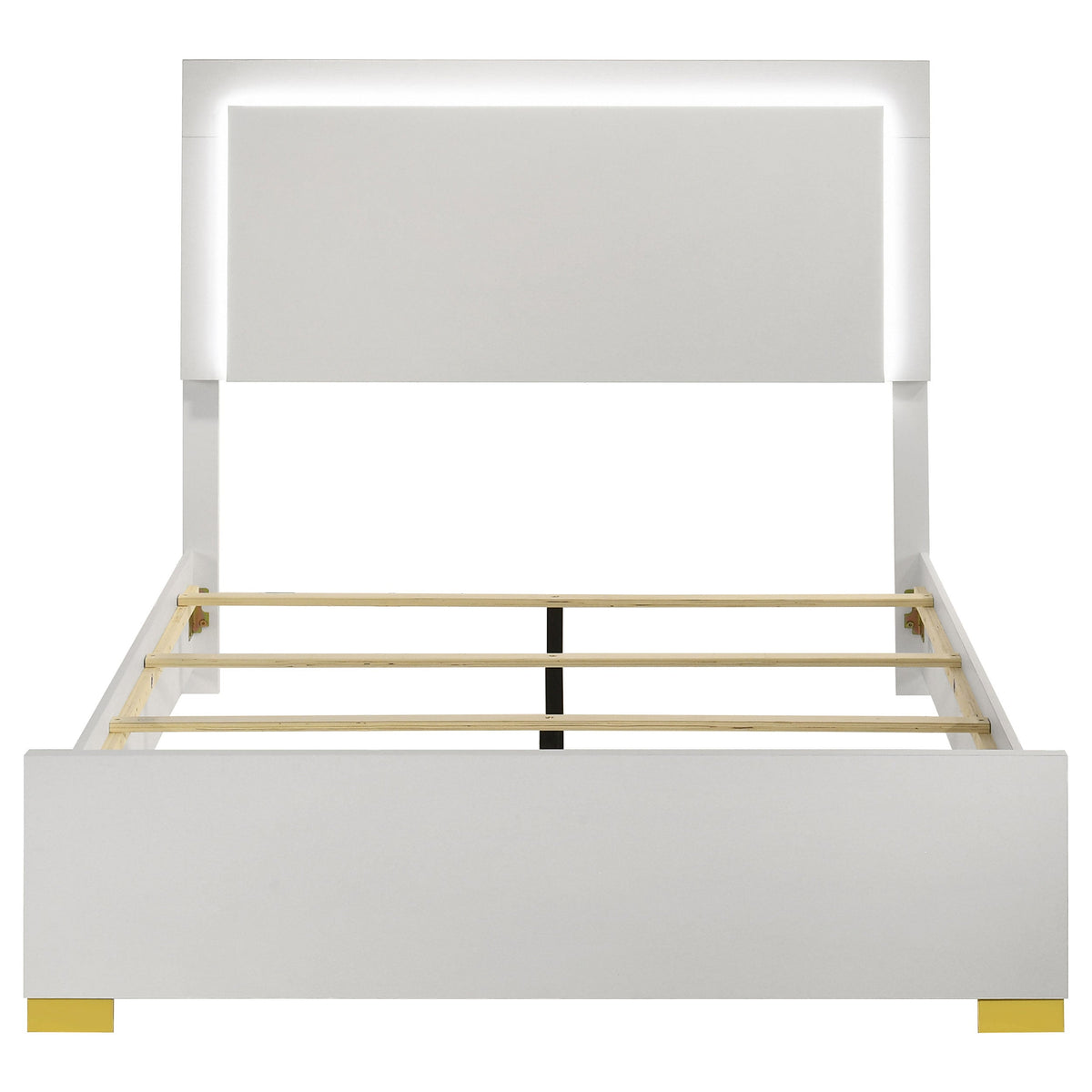 Marceline Wood LED Panel Bed Full White