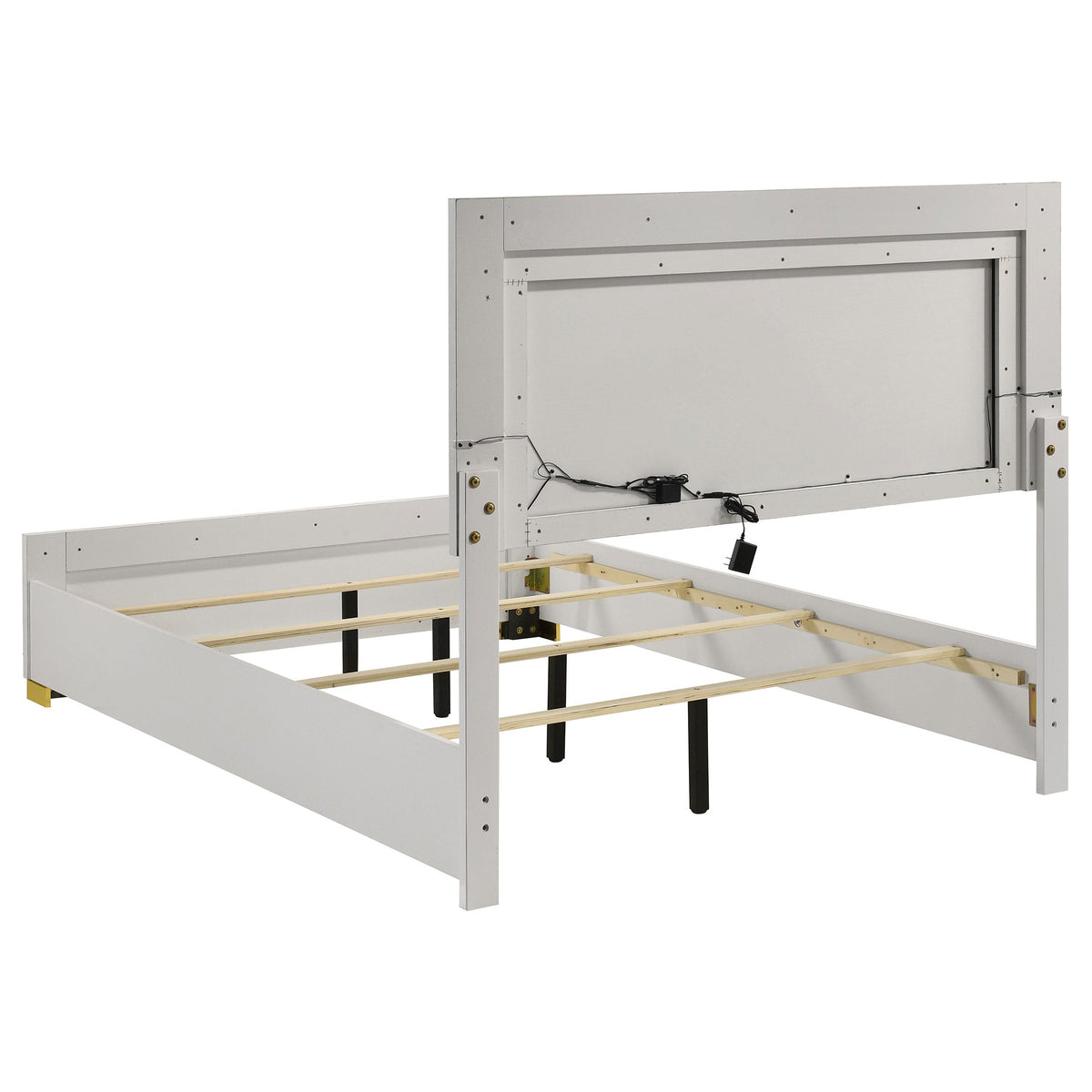 Marceline Wood LED Panel Bed Full White