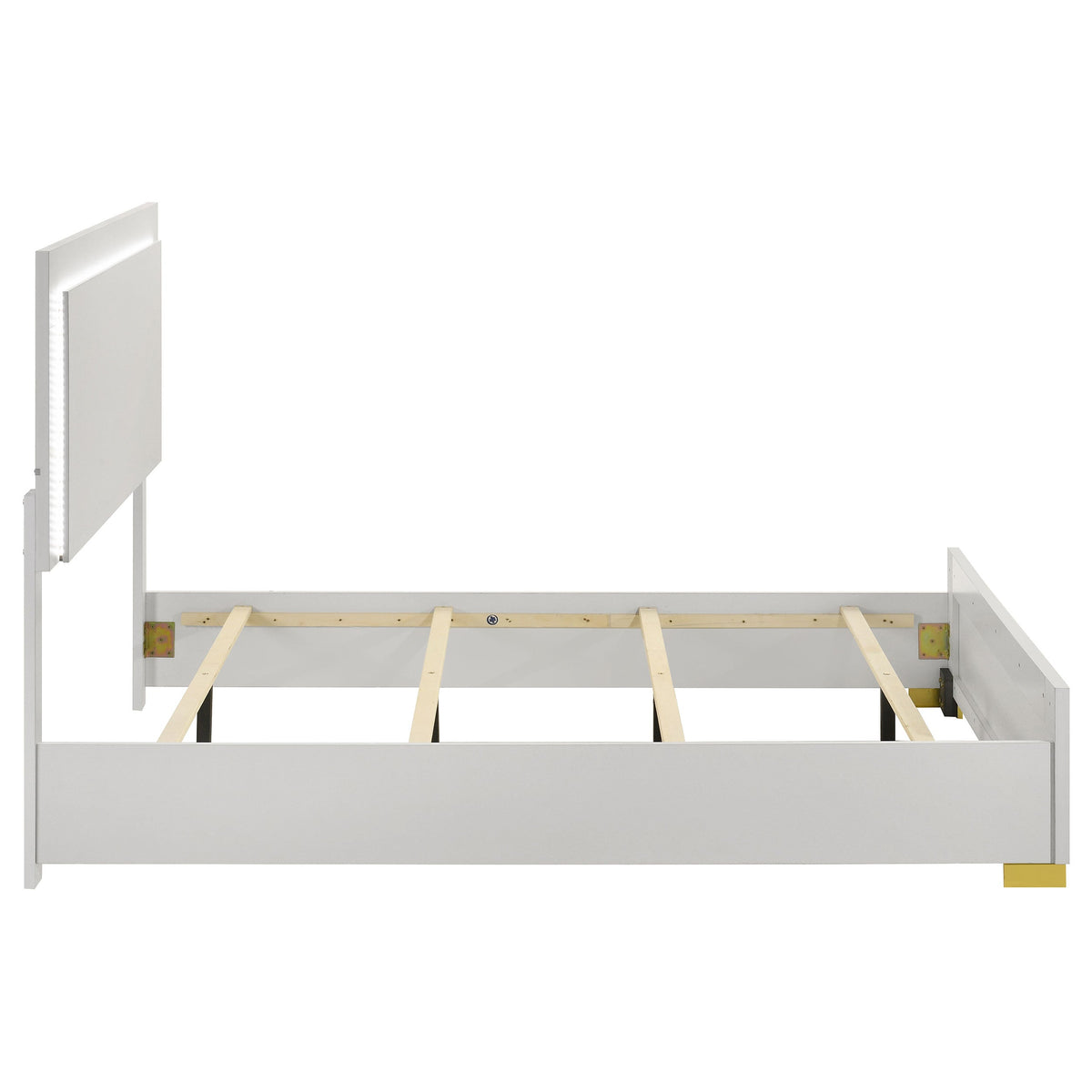 Marceline Wood LED Panel Bed Full White