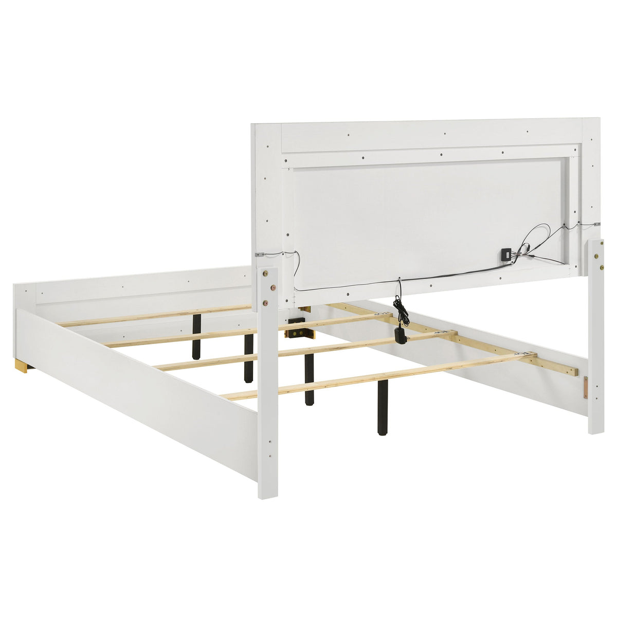 Marceline Wood LED Panel Bed Eastern King White
