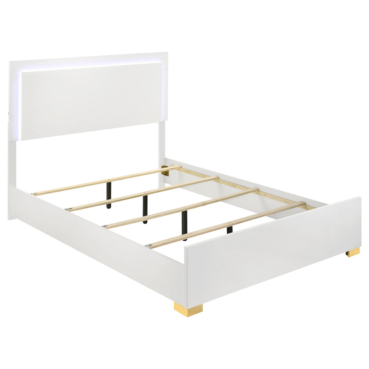 Marceline Wood LED Panel Bed Queen White
