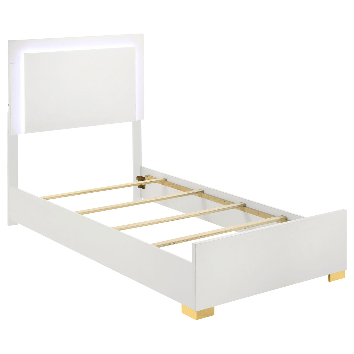 Marceline Wood LED Panel Bed Twin White