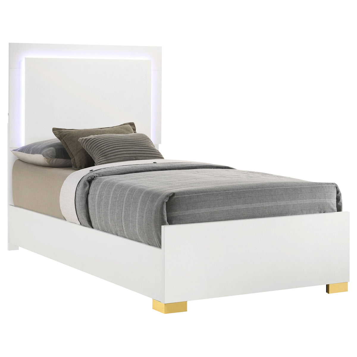 Marceline Wood LED Panel Bed Twin White