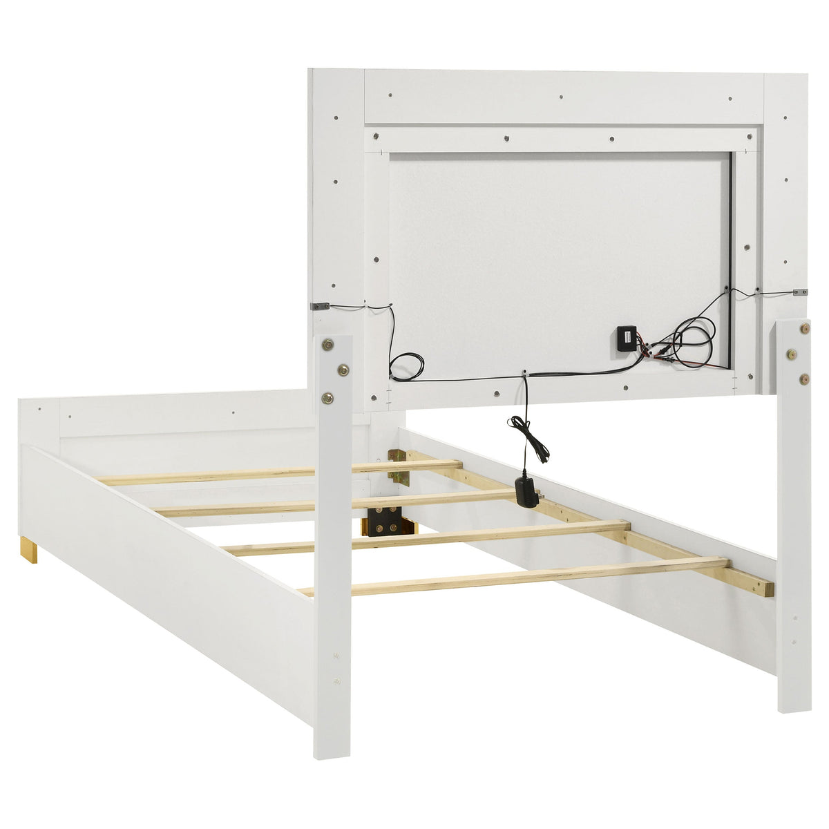 Marceline Wood LED Panel Bed Twin White