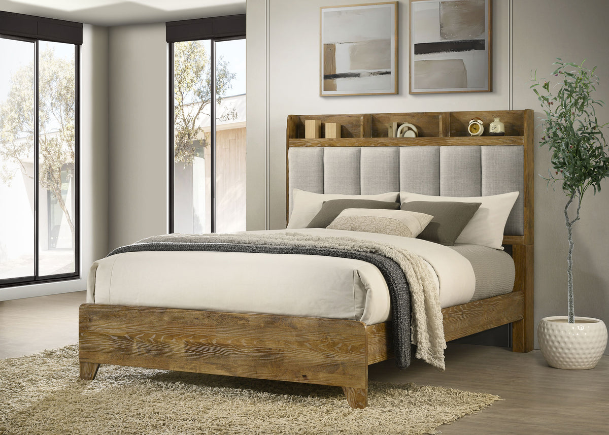 Henderson Wood Bookcase Panel Bed Queen Medium Oak