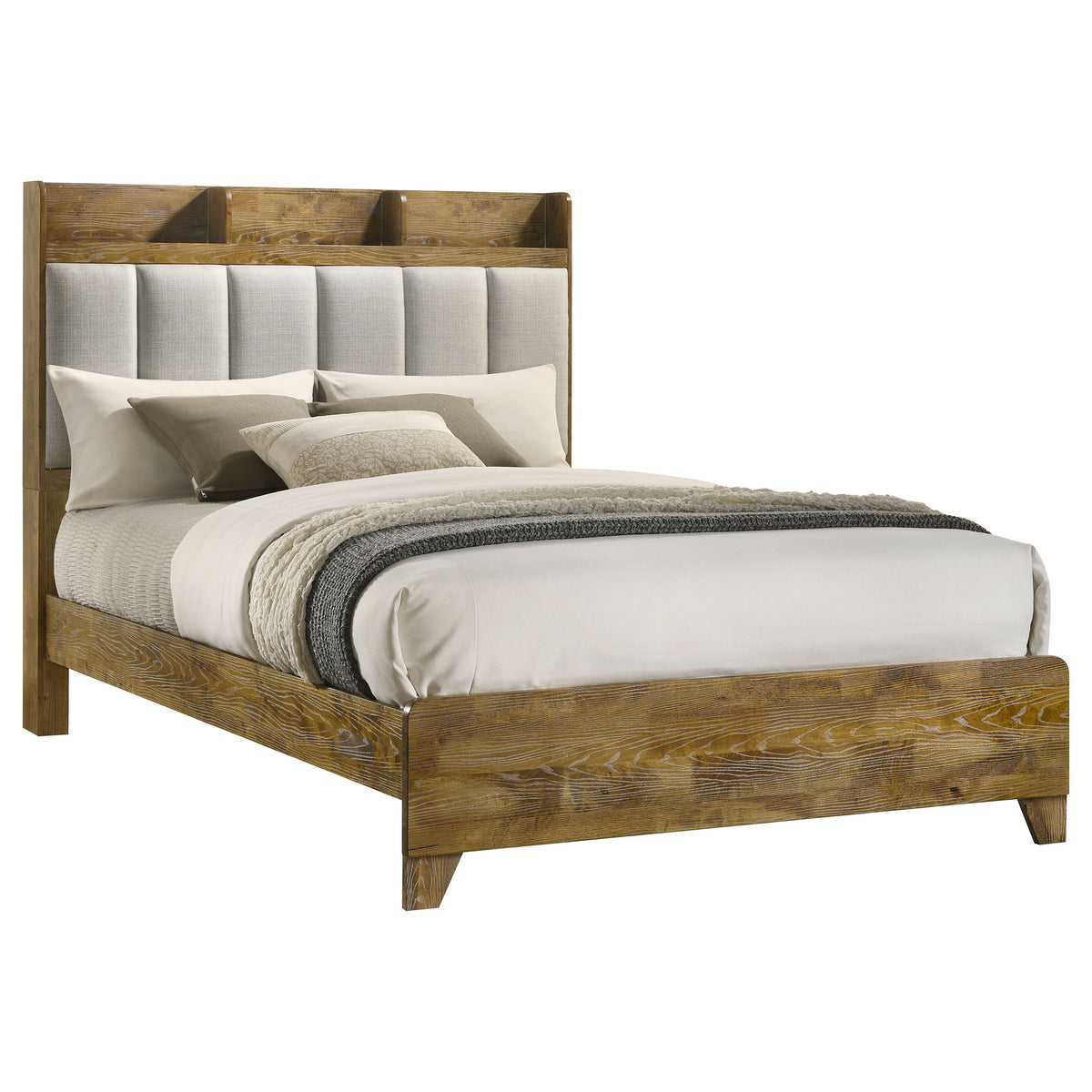Henderson Wood Bookcase Panel Bed Queen Medium Oak