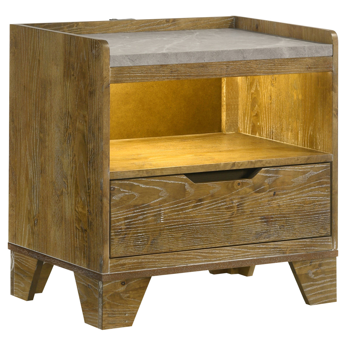 Henderson 1-drawer LED Nightstand with USB Medium Oak