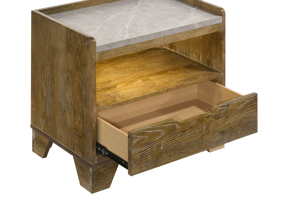 Henderson 1-drawer LED Nightstand with USB Medium Oak