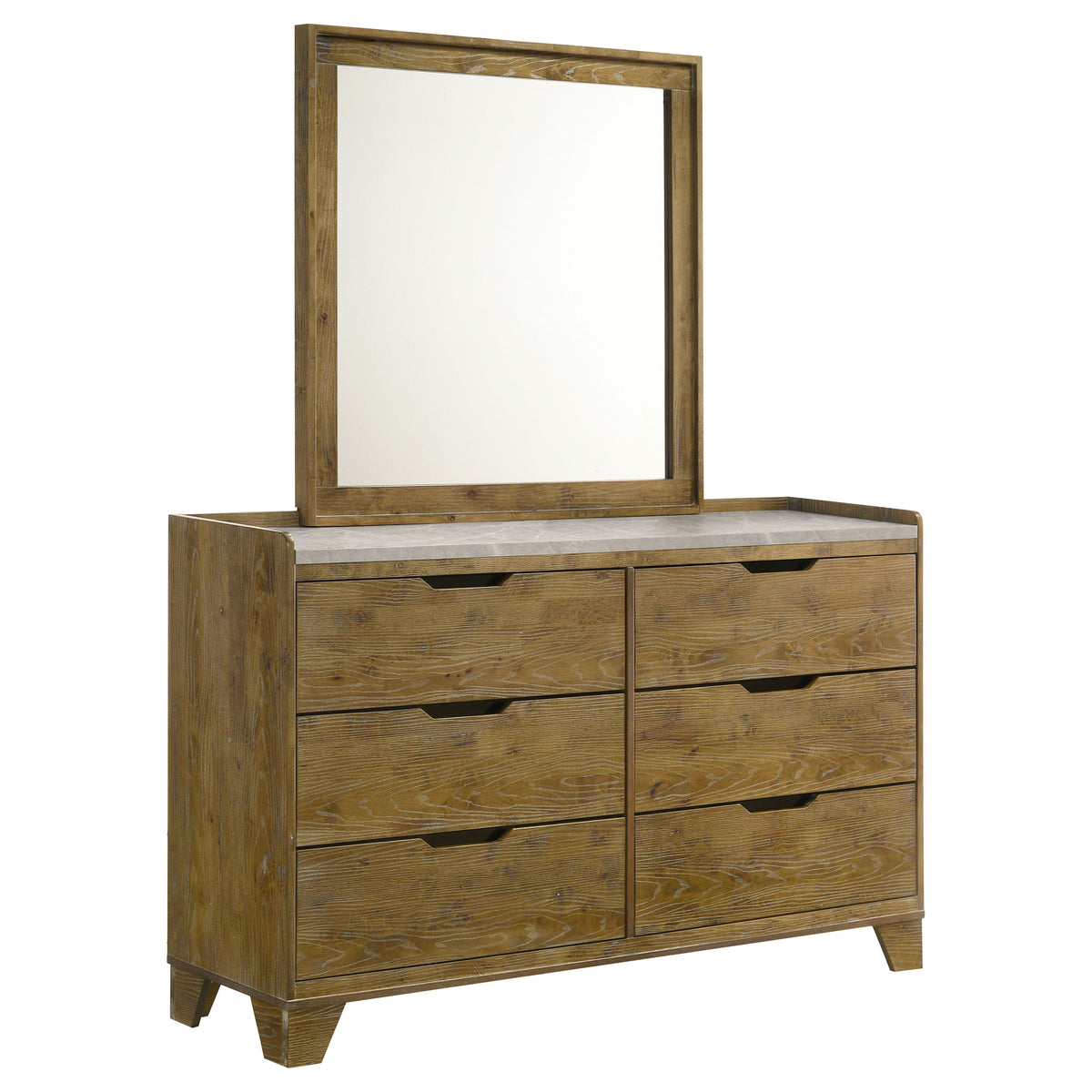 Henderson 6-drawer Dresser with Mirror Medium Oak