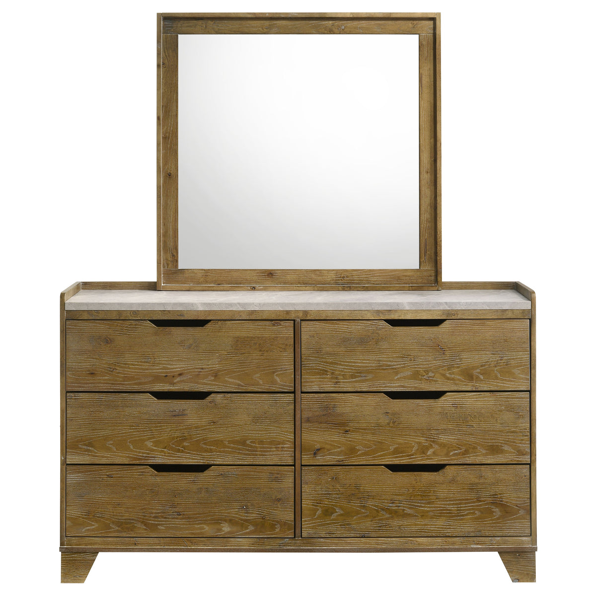 Henderson 6-drawer Dresser with Mirror Medium Oak