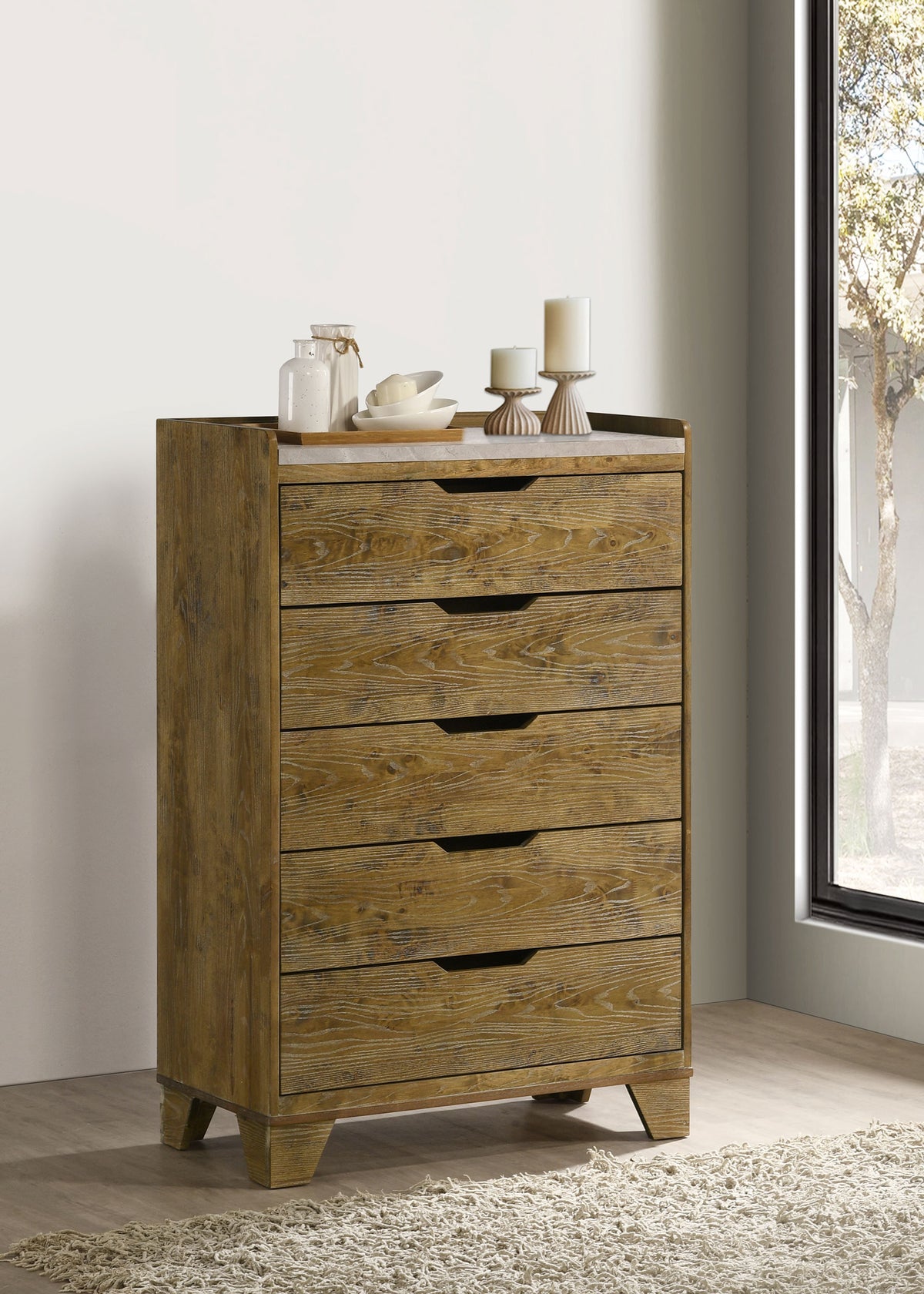 Henderson 5-drawer Bedroom Chest Medium Oak
