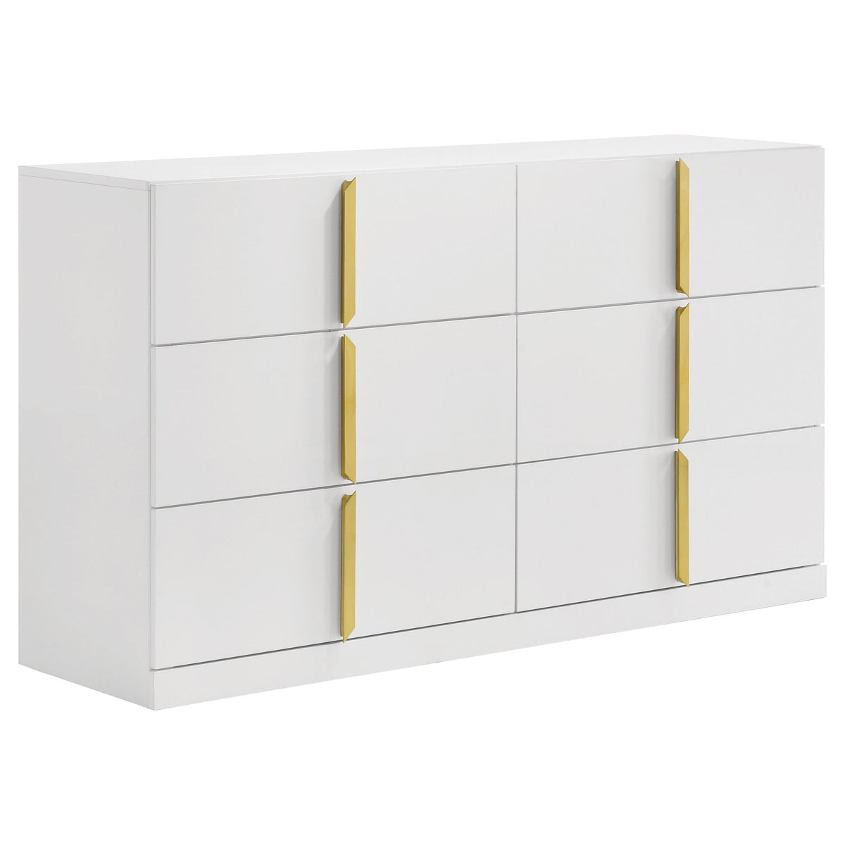 Ines 4-piece Eastern King Bedroom Set with Grey Upholstered Bed White High Gloss