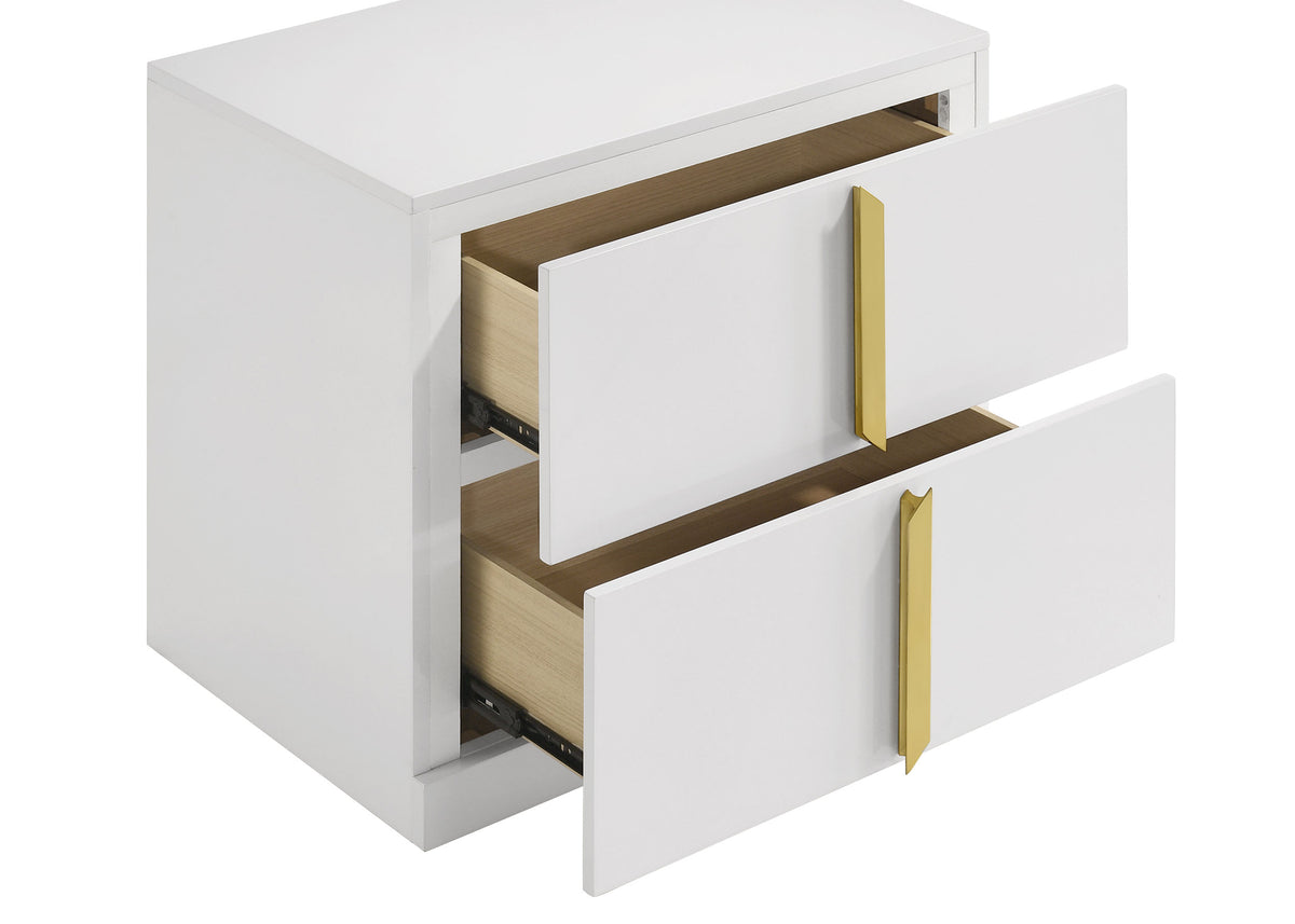 Ines 2-drawer Nightstand White High Gloss