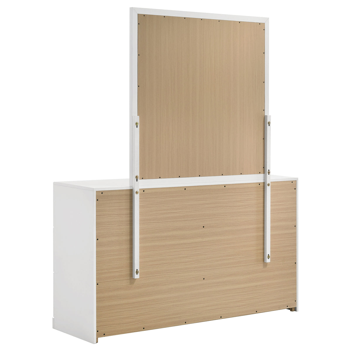 Ines 6-drawer Dresser with Mirror White High Gloss