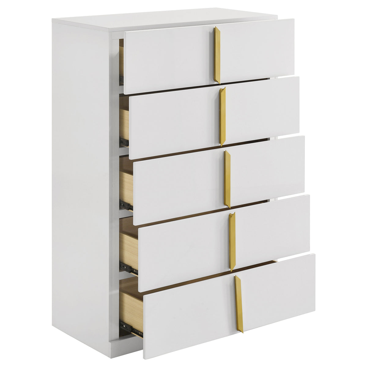 Ines 5-drawer Bedroom Chest White High Gloss