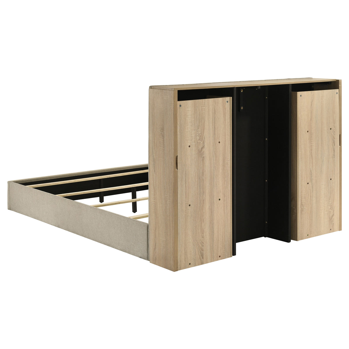 Arielle 4-piece Queen Bedroom Set with Bookcase Storage Bed Light Oak