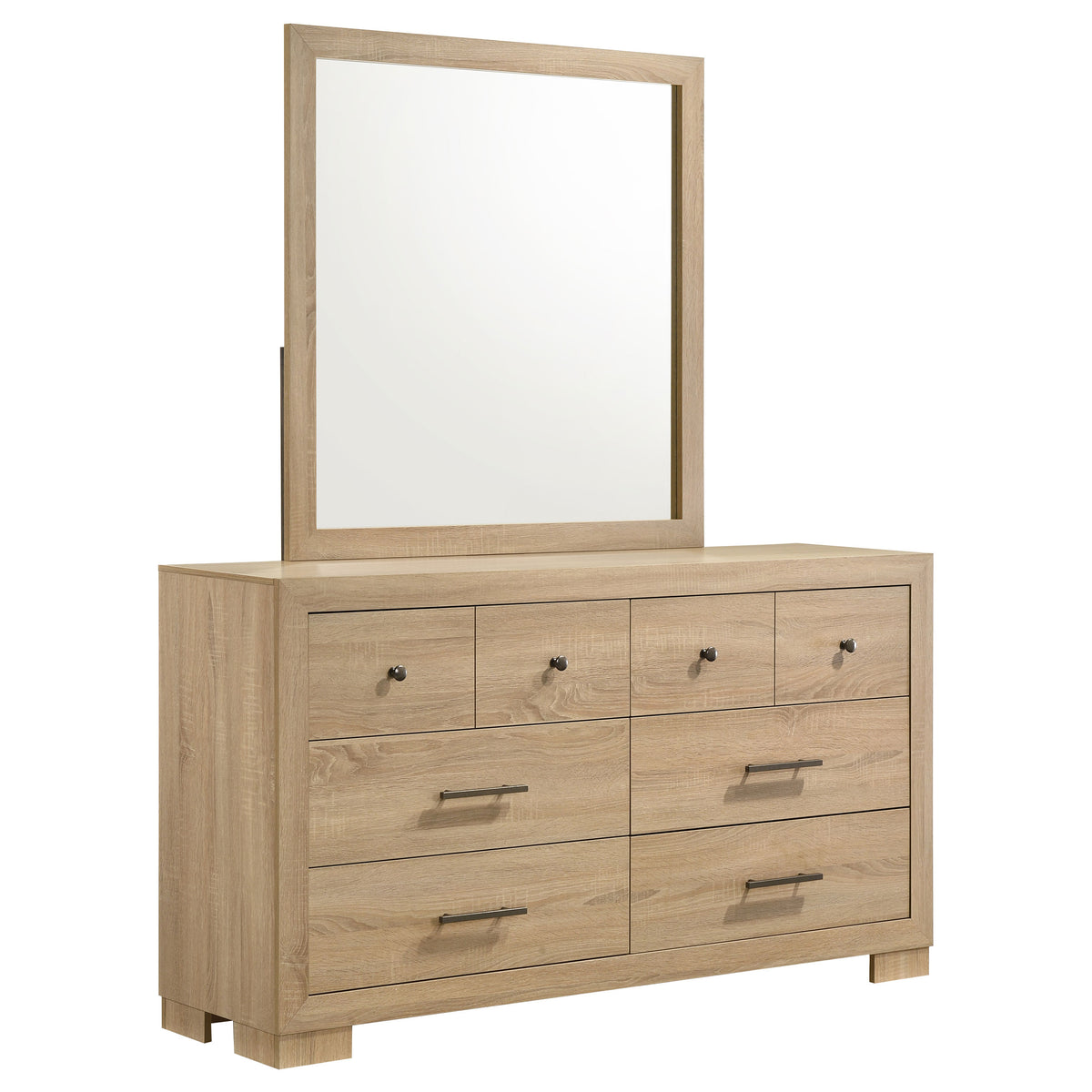Arielle 6-drawer Dresser with Mirror Light Oak