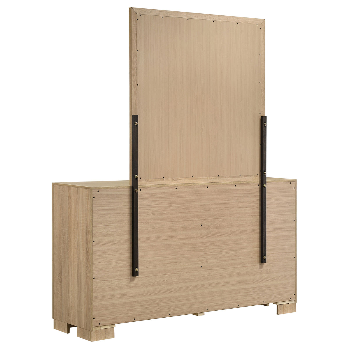 Arielle 6-drawer Dresser with Mirror Light Oak